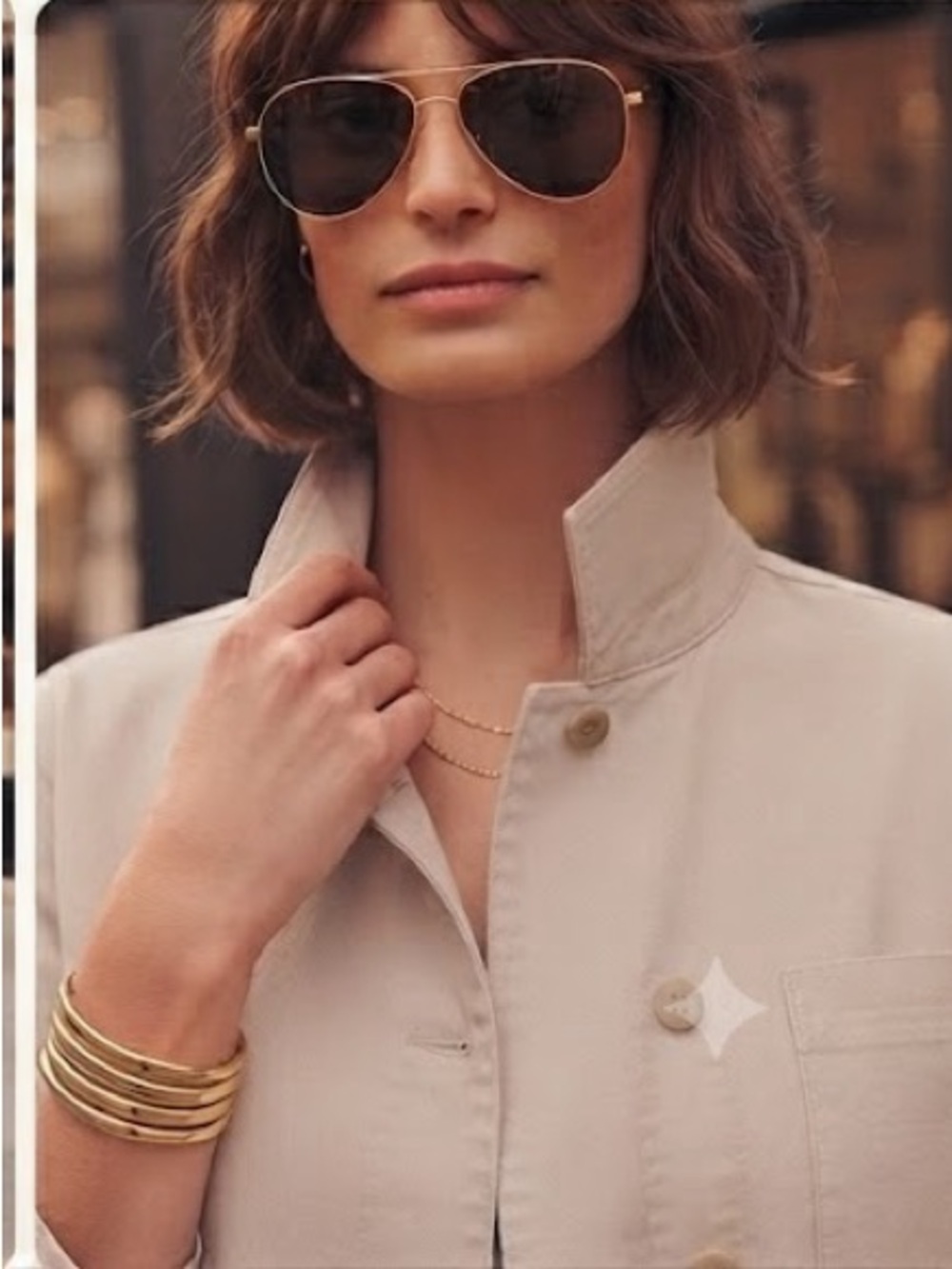 Eileen Fisher Neutral Beige Cotton Hemp  Women's Button-Front Jacket